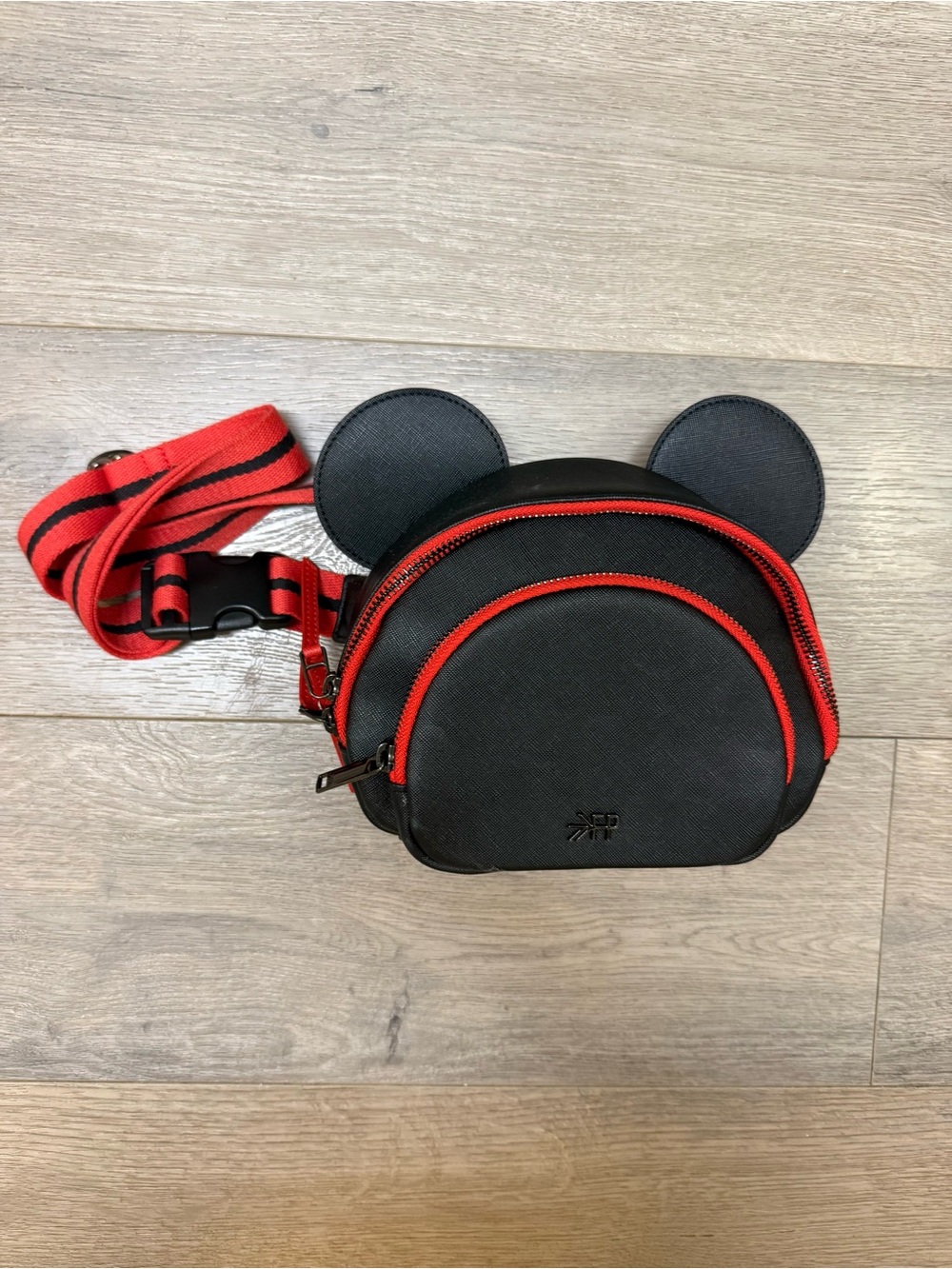 Freshly Picked Black Crossbody with Red Trim and Ear Detail